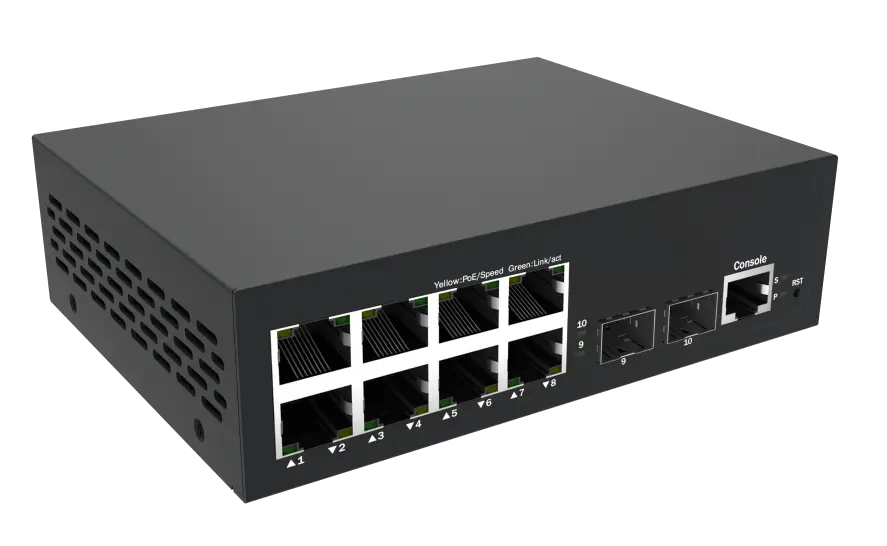 ESW-2GX8GT — a managed Layer 2+ Gigabit switch with 2×2.5G SFP ports