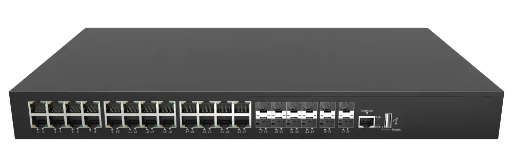 ESW-4GX16GT8GC – 16×GE RJ45 + 8×Combo + 4×1G/2.5G SFP Layer 2+ switch, static routing